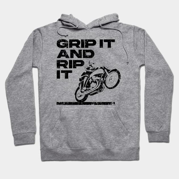 Grip it and Rip it black print Hoodie by retropetrol